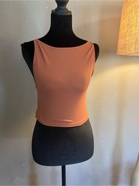 Free People Sleeveless Boatneck Crop Top - Rust Orange